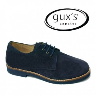 Zapatos piel serraje color Azul Marino. Gux´s