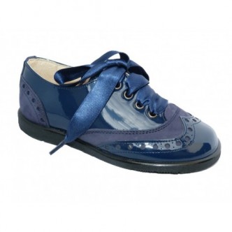 Zapatos blucher piel charol Color Navy Azul. ANDANINES